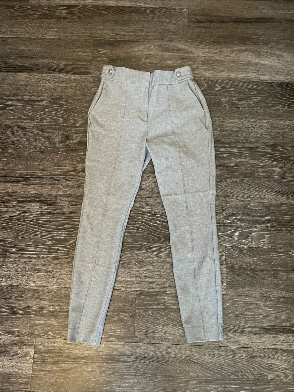 Light Gray Tailored High-Waist Trousers